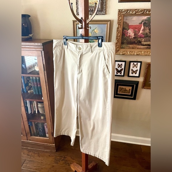 a.n.a women’s casual wide leg crop cotton chino khaki pants pockets 16 - Picture 3 of 10